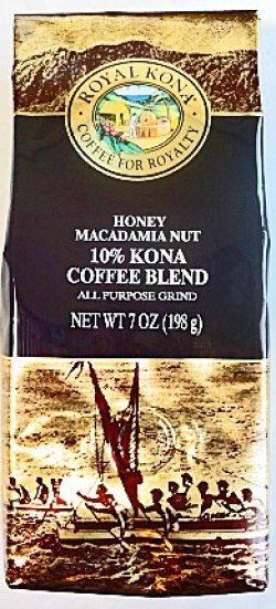 画像1: 【1袋あたり1240円】ロイヤルコナコーヒー・ハニーマカダミア/10%KONA粉タイプ(198g)×12袋セット