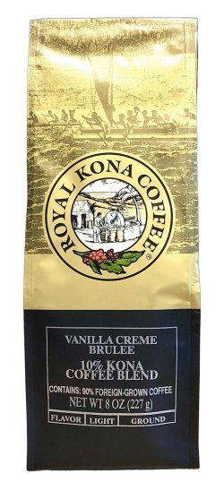 画像1: 【1袋あたり1550円】ロイヤルコナコーヒー・バニラクリームブリュレ/10%KONA・粉タイプ(227g)×12袋セット