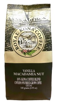 【11月から140gにリサイズされました】ロイヤルコナコーヒー/バニラマカダミア/10%KONA・粉タイプ(140g)