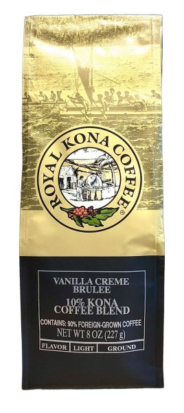 画像1: 【1袋あたり1550円】ロイヤルコナコーヒー・バニラクリームブリュレ/10%KONA・粉タイプ(227g)×12袋セット (1)