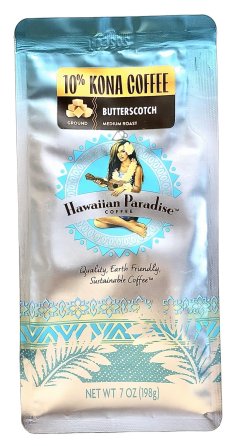 ハワイアンパラダイスコーヒー/バタースコッチ/10%KONA 粉タイプ（198g）