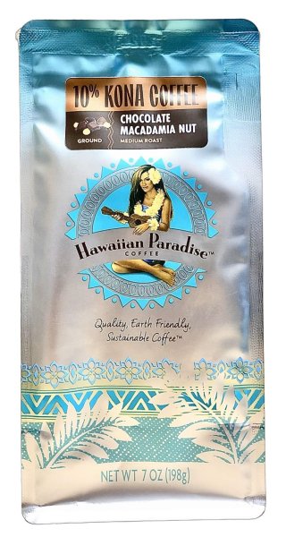 画像1: ハワイアンパラダイスコーヒー/チョコレートマカダミアナッツ/10%KONA 粉タイプ（198g） (1)